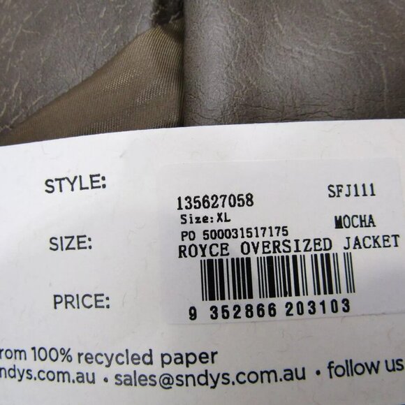 NEW SNDYS Womens Royce Oversized Faux Leather Jacket Size XL Mocha Brown - Picture 14 of 14